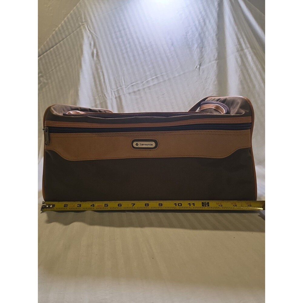 Vintage Samsonite Brown Tan Duffel Bag Crossbody Travel Weekender Carry On 80s